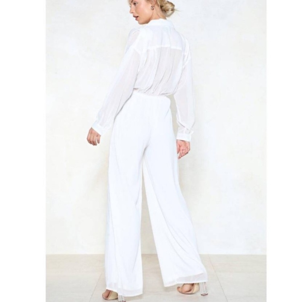 Nasty Gal White Jump To It Wide Leg Jumpsuit